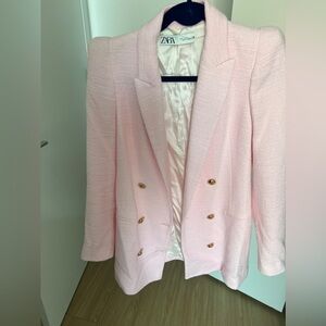 Baby pink Zara cotton/tweed blazer